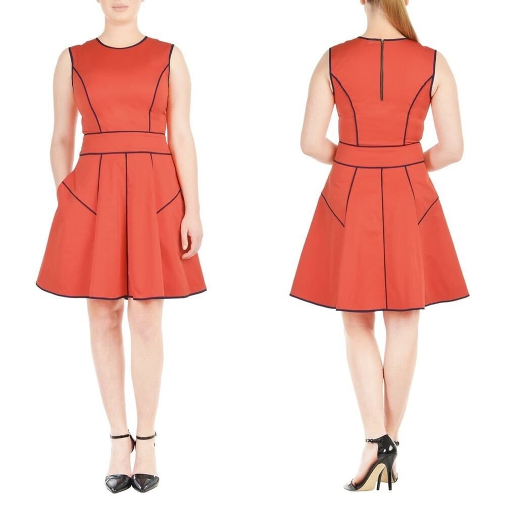 eShakti Contrast Trim Faille Dress